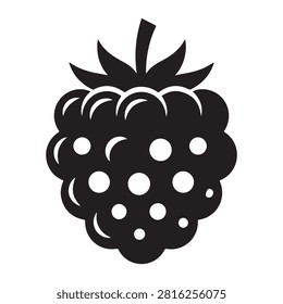 Black and white raspberry fruit icon symbol for health and nutrition design with raspberry silhouette nutrition ingredient