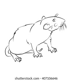 black and white rat image - perfect for children's coloring books and not only