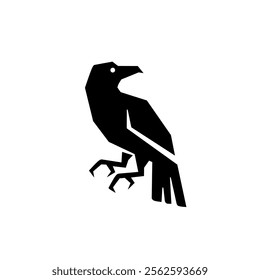 black and white raven logo design