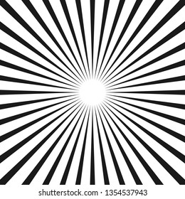 Black and white rays. Background in pop art style.