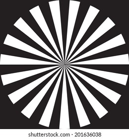 Black and white rays, flat design. Vector illustration.