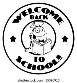 Black And White Reading Worm On A Welcome Back To School Circle