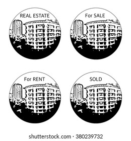 black and white real estate agent logo in clipping mask