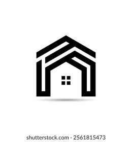 Black and white real estate logo on white background. Modern and sophisticated home design.