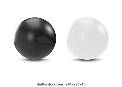 black and white realistic 3d spheres isolated