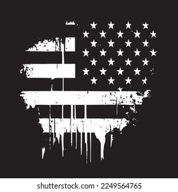 Black and white realistic abstract flag of America, country independence day, national traditions - Vector illustration
