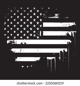 Black and white realistic abstract flag of America, country independence day, national traditions - Vector illustration