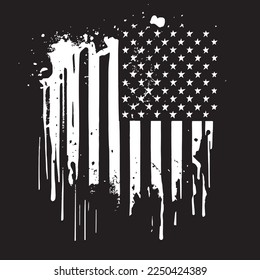 Black and white realistic abstract flag of America, country independence day, national traditions - Vector illustration