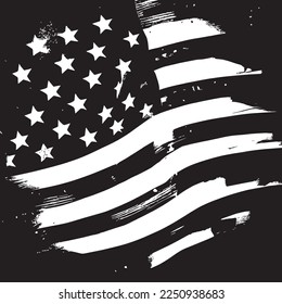 Black and white realistic abstract flag of America, country independence day, national traditions - Vector illustration