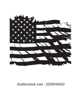 Bandera abstracta de América en blanco y negro realista, Día de la Independencia del País, tradiciones nacionales - Ilustración vectorial