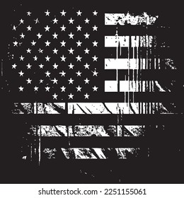 Black and white realistic abstract flag of America, country independence day, national traditions - Vector illustration