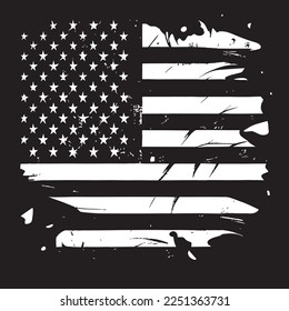 Black and white realistic abstract flag of America, country independence day, national traditions - Vector illustration