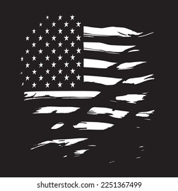 Black and white realistic abstract flag of America, country independence day, national traditions - Vector illustration