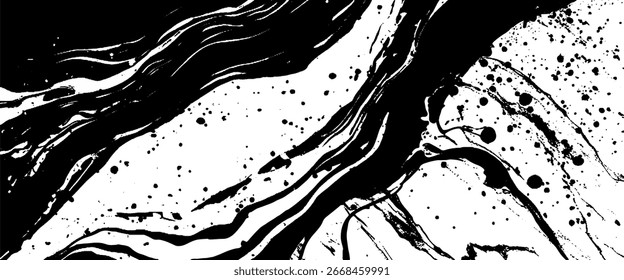 Fondo de mármol líquido realista en blanco y negro