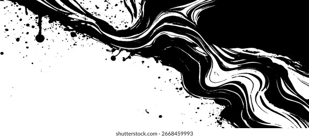 Black and white realistic liquid marble background