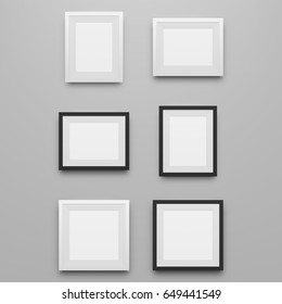 Black and white realistic Picture Frames Set