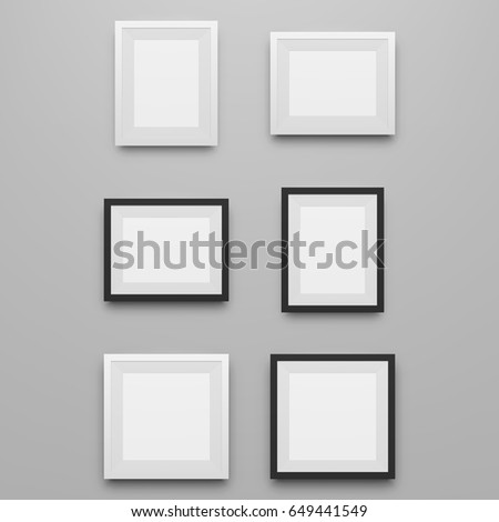 Black and white realistic Picture Frames Set
