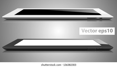 A black and a white realistic vector tablet