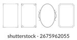 Black and white rectangle frames collection art deco Thin Luxury glowing shiny borders set linear shape simple ornaments floral element different lines headers for invitations card photo poster book