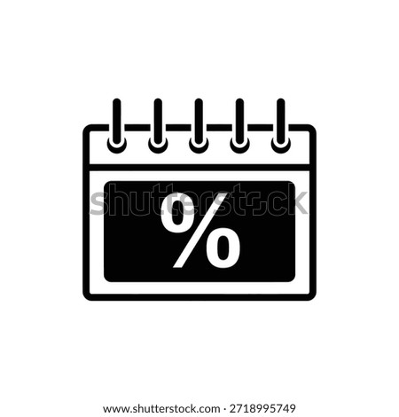 Black and white rectangular calendar icon with bold outline and percentage sign