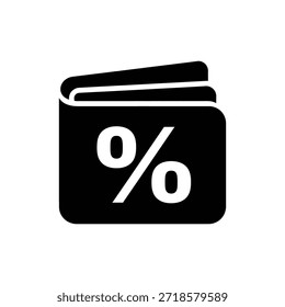 Ícone de cupom retangular preto-e-branco ou carteira representando comprovante ou desconto