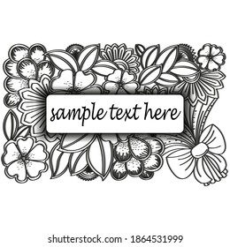 black and white rectangular floral frame with space for text