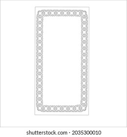  Black and white rectangular frame with ornament, vector certificate template, decorative design element in retro style
