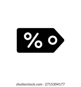 Black and white rectangular price or discount tag icon