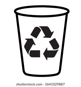 a black and white recycle bin line art