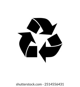 Símbolo de reciclaje en blanco y negro. Diseño de icono de Vector.