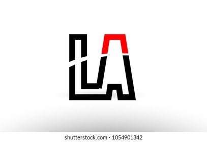 black white and red alphabet letter la l a logo combination design suitable for a company or business