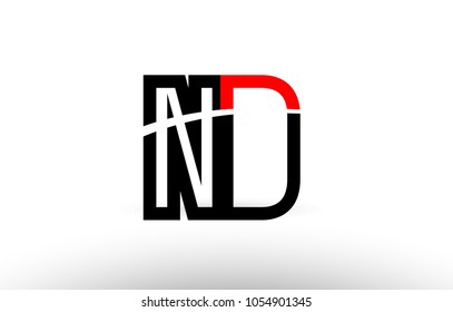 black white and red alphabet letter nd n d logo combination design suitable for a company or business