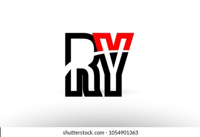 black white and red alphabet letter ry r y logo combination design suitable for a company or business
