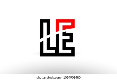 black white and red alphabet letter le l e logo combination design suitable for a company or business