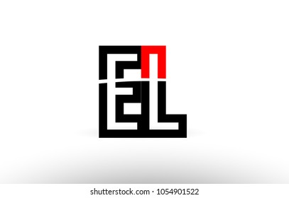 black white and red alphabet letter el e l logo combination design suitable for a company or business