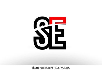 black white and red alphabet letter se s e logo combination design suitable for a company or business