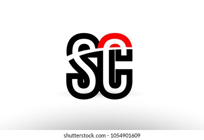 black white and red alphabet letter sc s c logo combination design suitable for a company or business