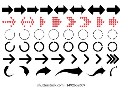 Black, white and red arrow set