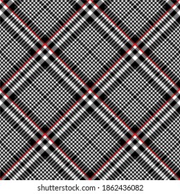 Black, white and red check seamless pattern. Seamless vector pattern. Geometrical simple square background for fabric, textile, cloth, clothing, shirts, shorts, dress, blanket, wrapping design.