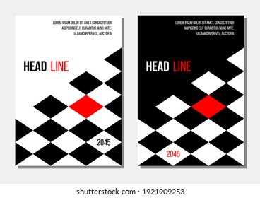 black white red chessboard abstract geometrical cover, business report or corporate strategy template