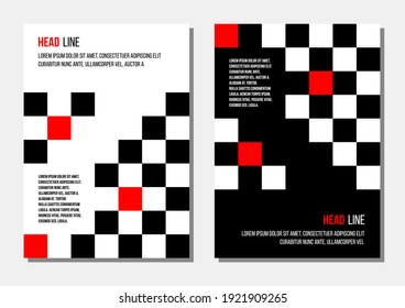 black white red chessboard abstract geometrical cover, business or corporate