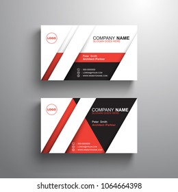 black white and red design business card template, name card, minimalist style, vector illustration