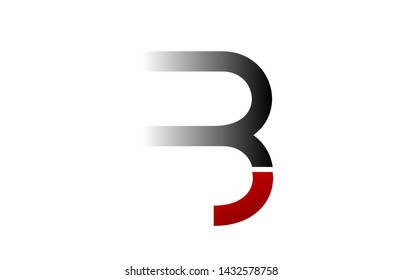 black white red grey B alphabet letter suitable as a logo icon design for a company or business