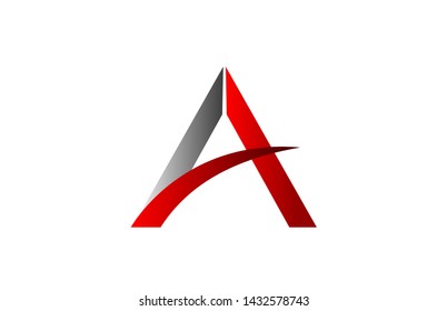 black white red grey gradient A alphabet letter suitable as a logo icon design for a company or business