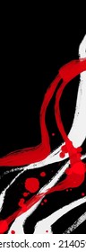 Black white red ink brush stroke. Japanese style. Vector illustration of grunge wave stains.Vector brushes illustration.