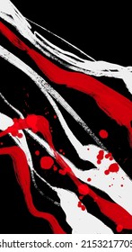 Razo del pincel rojo blanco negro. Estilo japonés. Ilustración vectorial de las manchas de onda de grano.Ilustración de pinceles vectorial.