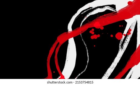 Razo del pincel rojo blanco negro. Estilo japonés. Ilustración vectorial de las manchas de onda de grano.Ilustración de pinceles vectorial.