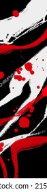 Black white red ink brush stroke. Japanese style. Vector illustration of grunge wave stains.Vector brushes illustration.