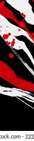 Black white red ink brush stroke. Japanese style. Vector illustration of grunge wave stains.Vector brushes illustration.
