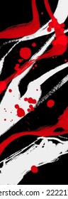 Razo del pincel rojo blanco negro. Estilo japonés. Ilustración vectorial de las manchas de onda de grano.Ilustración de pinceles vectorial.